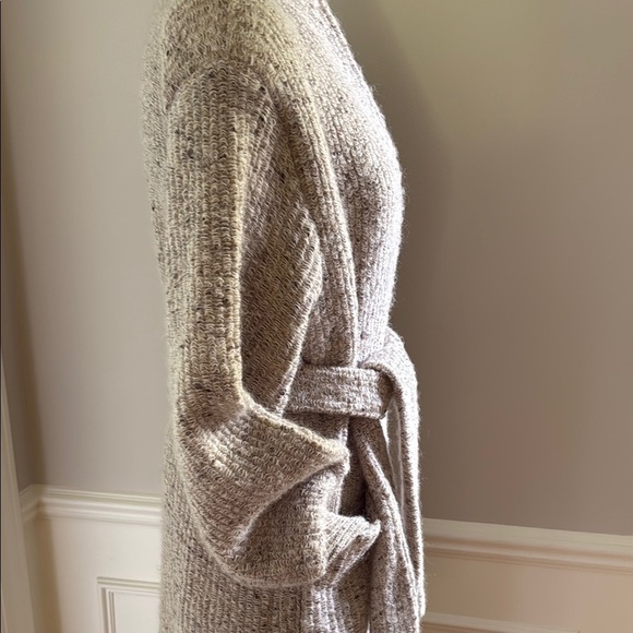 Vintage Wool Mohair Blend Long Textured Cardigan Sweater Belted Women's Large - Picture 8 of 12